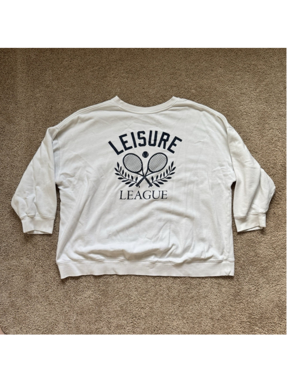 Old Navy Women's XXL White Crew Neck Graphic Print Logo Tennis Sweatshirt